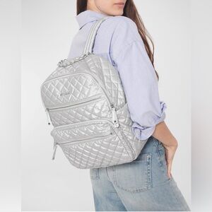 MZ WALLACE Crosby Backpack Silver